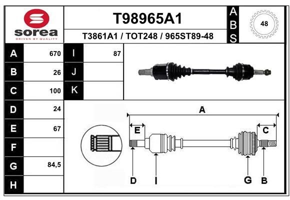 EAI Veovõll T98965A1 T98965A1 Veovõll TOYOTA PRIUS EAI