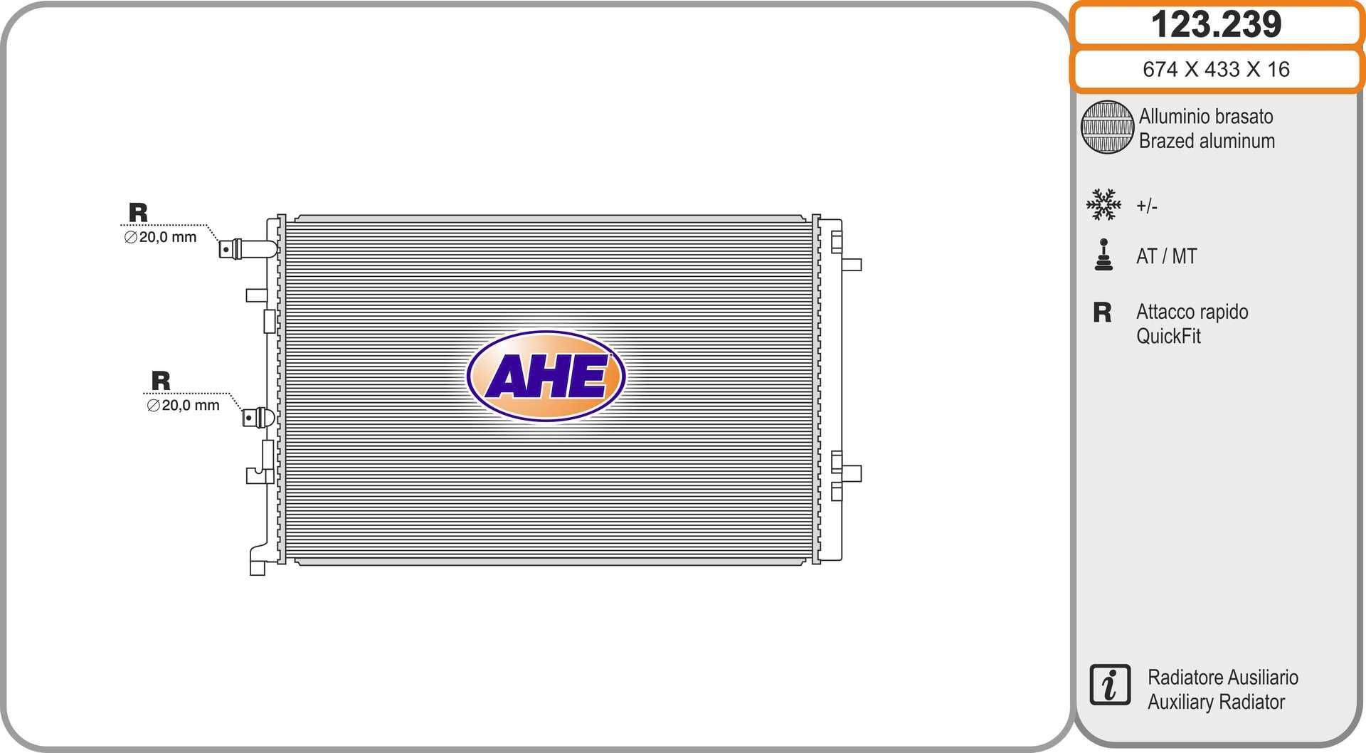 AHE Radiateur 123.239 Radiateur van de motor AHE MEGANE 123.239 goedkoop