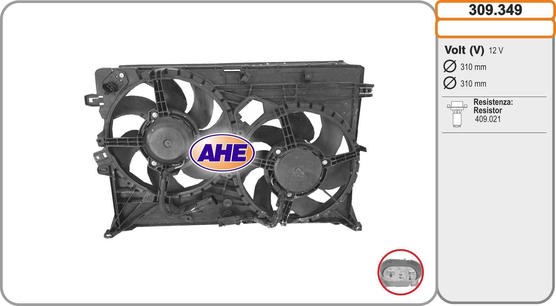 AHE Ventilátor chladenia motora 309.349 309.349 Ventilátor chladiča AHE BMW X3
