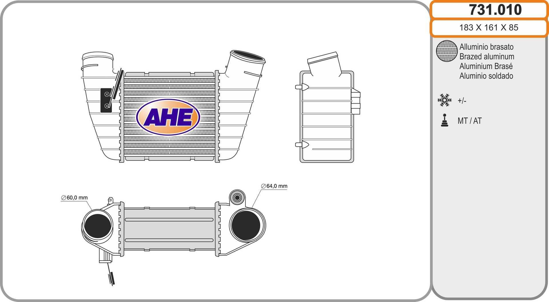 AHE Ladeluftkühler 731.010 Intercooler AHE A8 731.010 günstig
