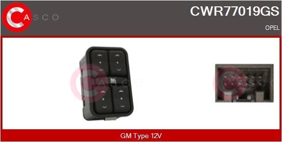 Interruptor, elevadores dos vidros CASCO CWR77019GS CASCO CWR77019GS Interruptor elevadores dos vidros OPEL MERIVA 2012