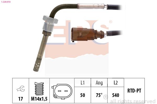 EPS Sensore, Temperatura gas scarico 1.220.018 1.220.018 costo Sensore temperatura gas di scarico PEUGEOT 5008 EPS