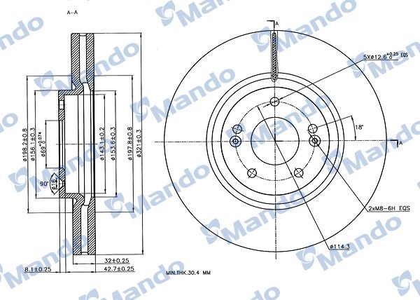 Mando Bremseskive MBC030268 Bremseskiver Mando HYUNDAI MBC030268