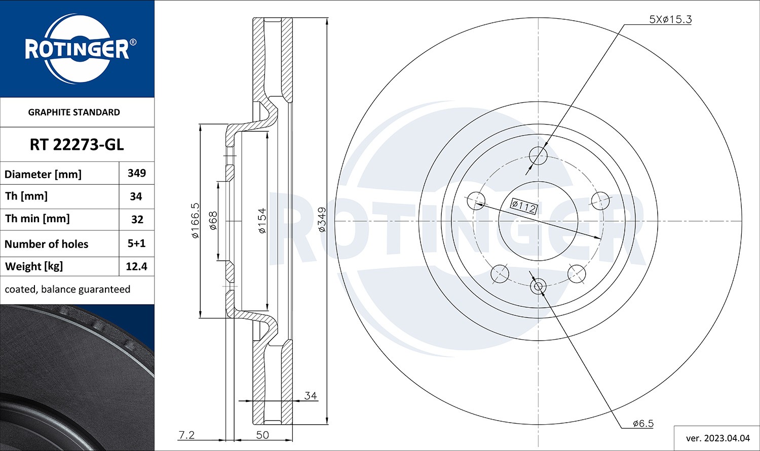 ROTINGER Bremseskive RT 22273-GL Sports bremseskiver ROTINGER AUDI RT 22273-GL
