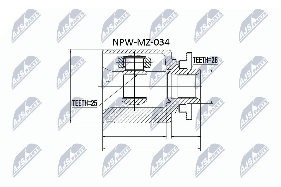 NTY Ledsæt, drivaksel NPW-MZ-034 Knokkelled Kia K00 NPW-MZ-034 NTY