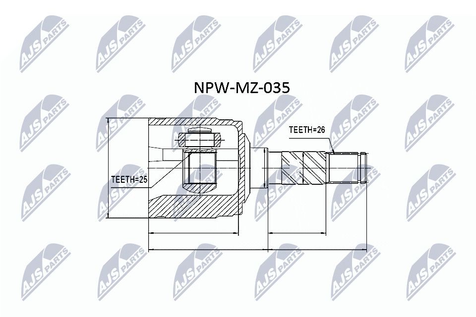 Sada kĺbov hnacieho hriadeľa NTY NPW-MZ-035 NTY NPW-MZ-035 Homokinetický kĺb FORD RANGER 2007