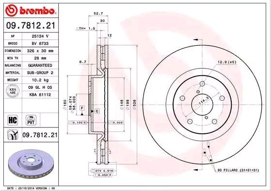 BREMBO Remschijf 09.7812.21 BREMBO Prime 09.7812.21 Remschijf