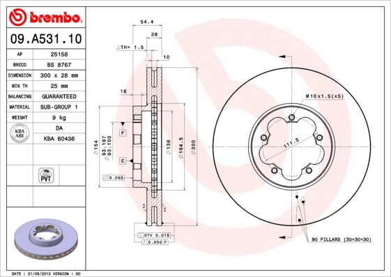 BREMBO Disco freno 09.A531.10 BREMBO Prime 09.A531.10 Disco freno