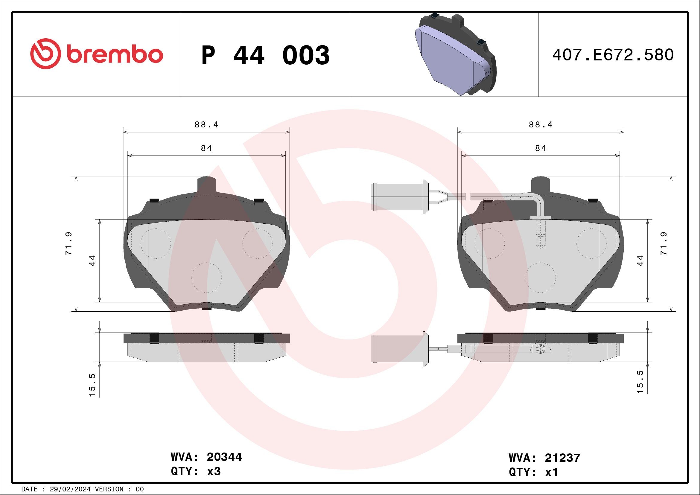 BREMBO Bremseklodser P 44 003 BREMBO P 44 003 Bremseklodser LAND ROVER Discovery I (LJ) 3.5 4x4 114 HK 1990