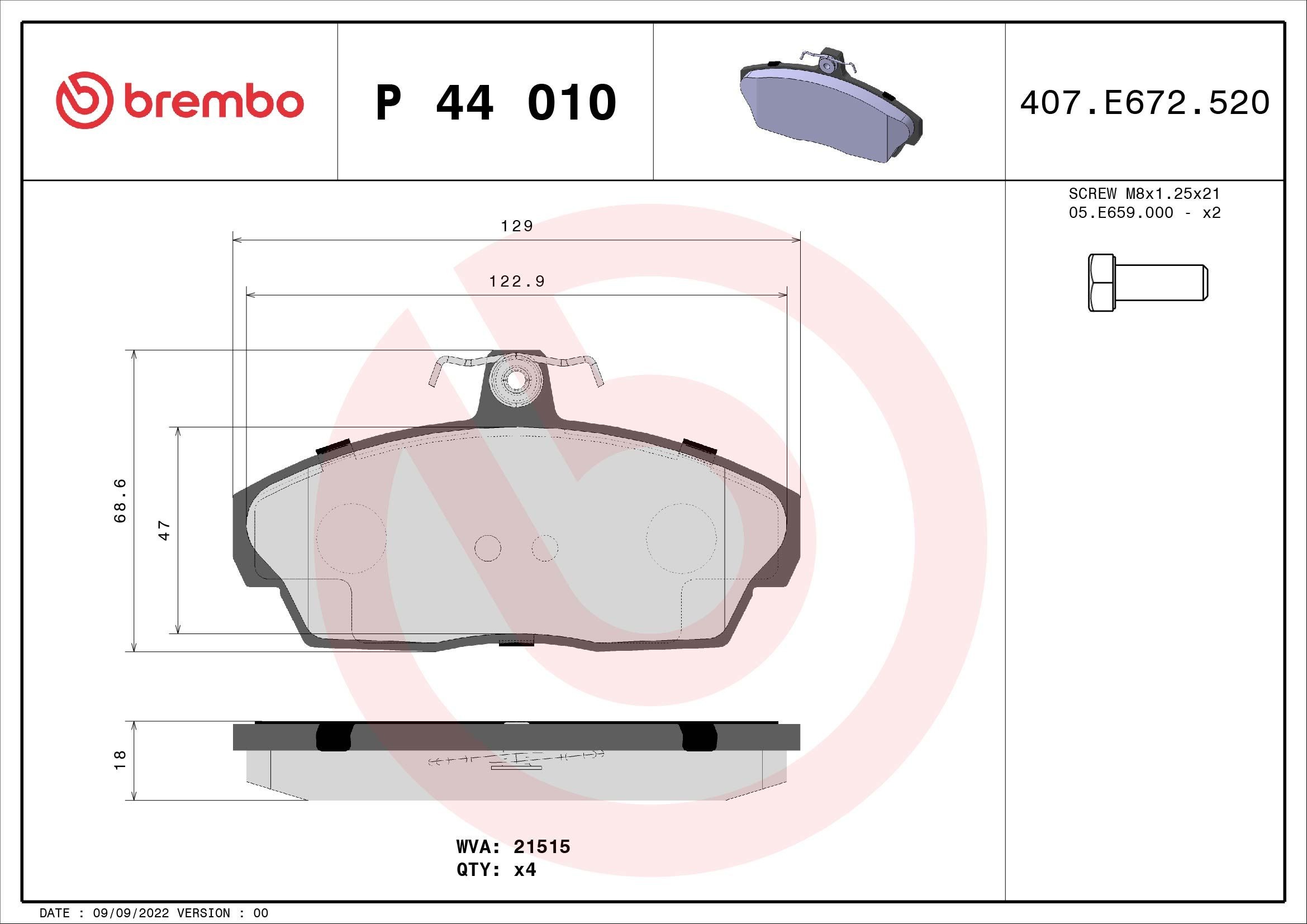 Remblokken BREMBO P 44 010 BREMBO Prime P 44 010 Remblok LAND ROVER FREELANDER 2003