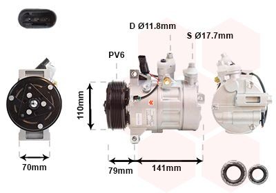 VAN WEZEL Klimakompressor 3001K710 3001K710 Klimakompressor MITSUBISHI PAJERO PININ VAN WEZEL