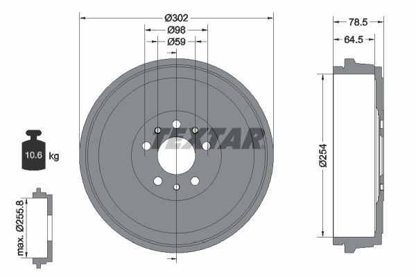 TEXTAR Bremžu trumulis 94045400 94045400 Bremžu trumuļi OPEL ZAFIRA TEXTAR