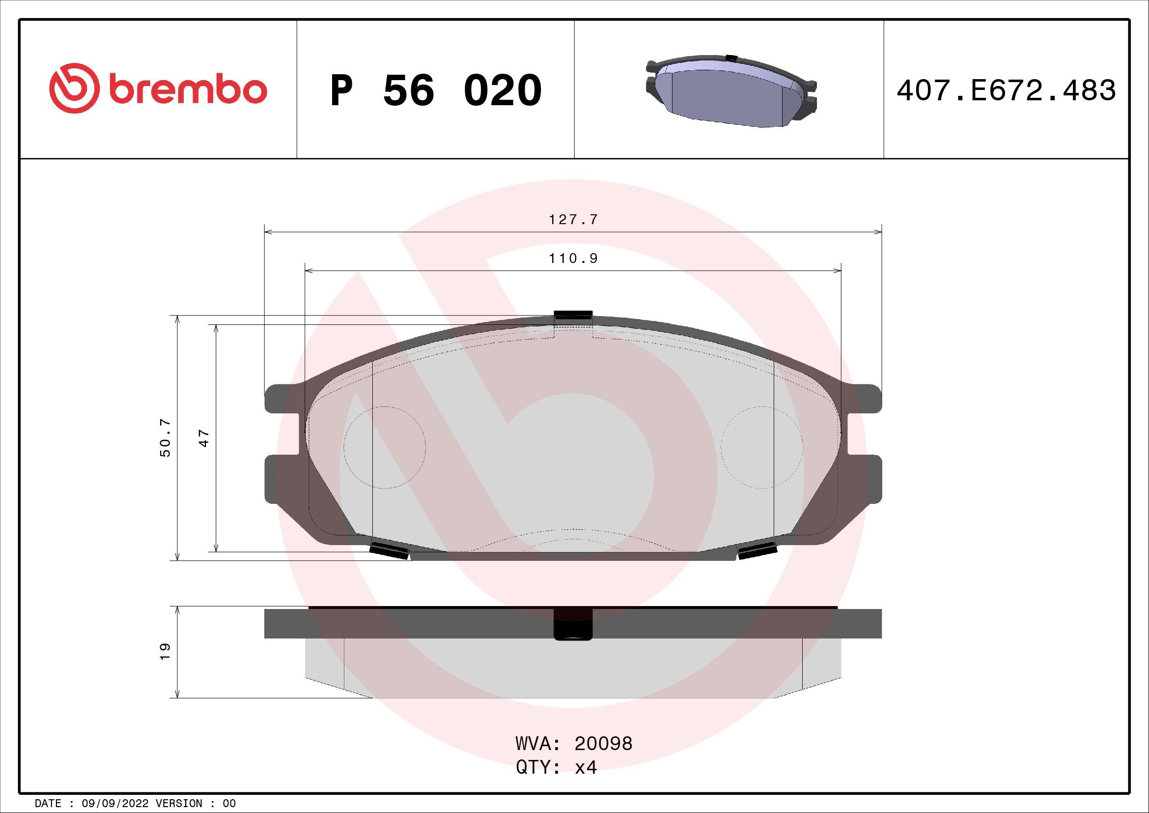 BREMBO Bremseklosser P 56 020 BREMBO P 56 020 Bremseklosser NISSAN Patrol GR IV SUV (Y60, GR) 2.8 TD (Y60A) 116 hk 1993