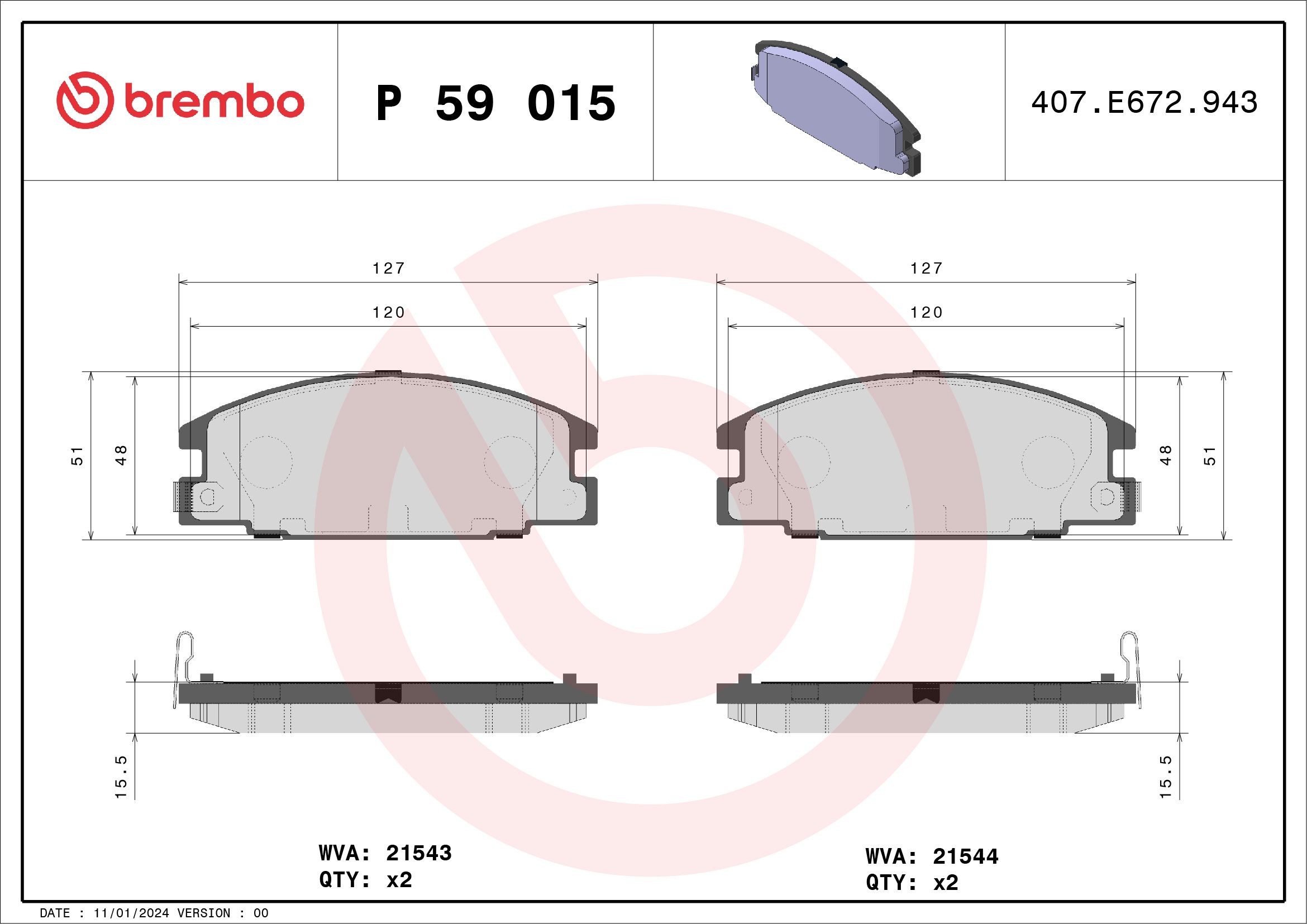 BREMBO Τακάκια φρένων P 59 015 BREMBO P 59 015 Τακάκια φρένων VAUXHALL Brava Pick-up (TF0, TF1) 2.3 4x4 (TFS16) 94 PS 1992