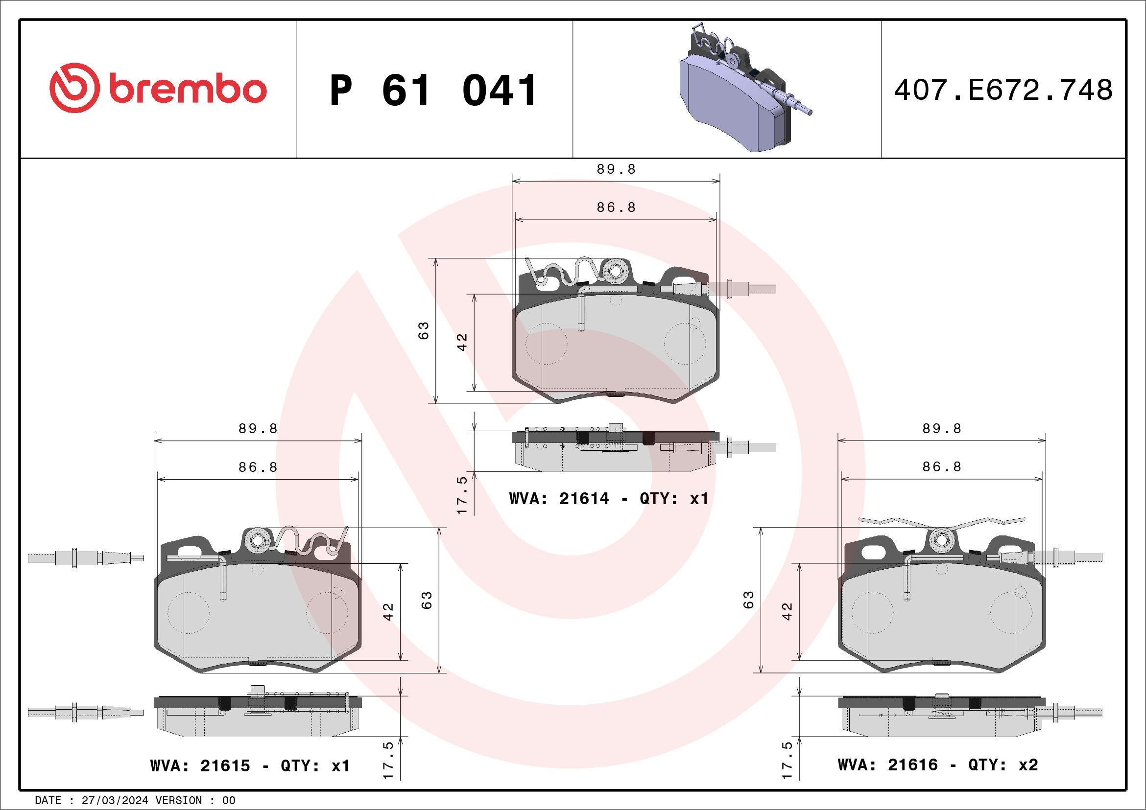 BREMBO Bremžu kluči P 61 041 BREMBO Prime P 61 041 Bremžu kluči