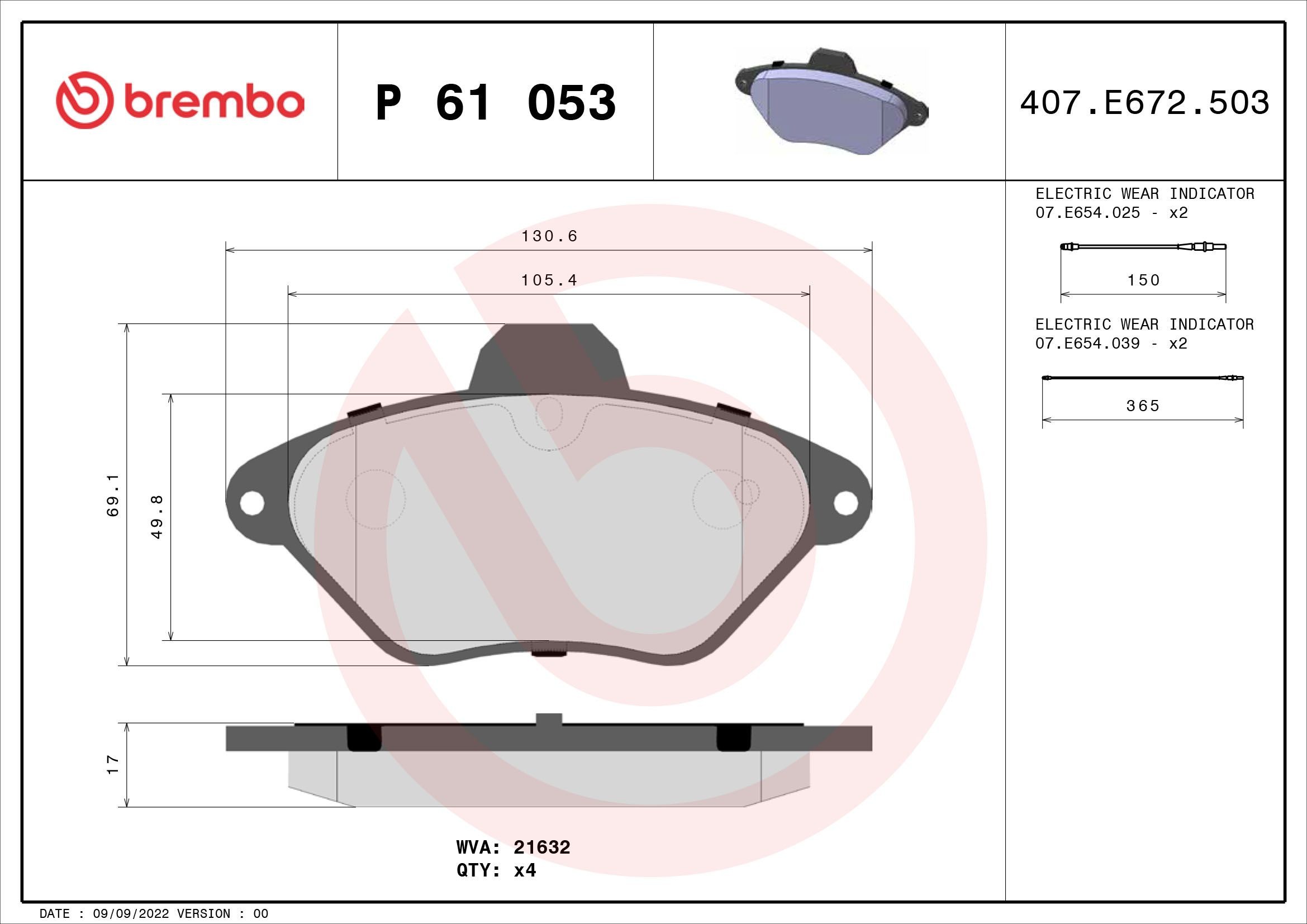 BREMBO Kit pastiglie freni P 61 053 BREMBO P 61 053 Pastiglie freno sportive Citroen Xantia Station Wagon prezzo
