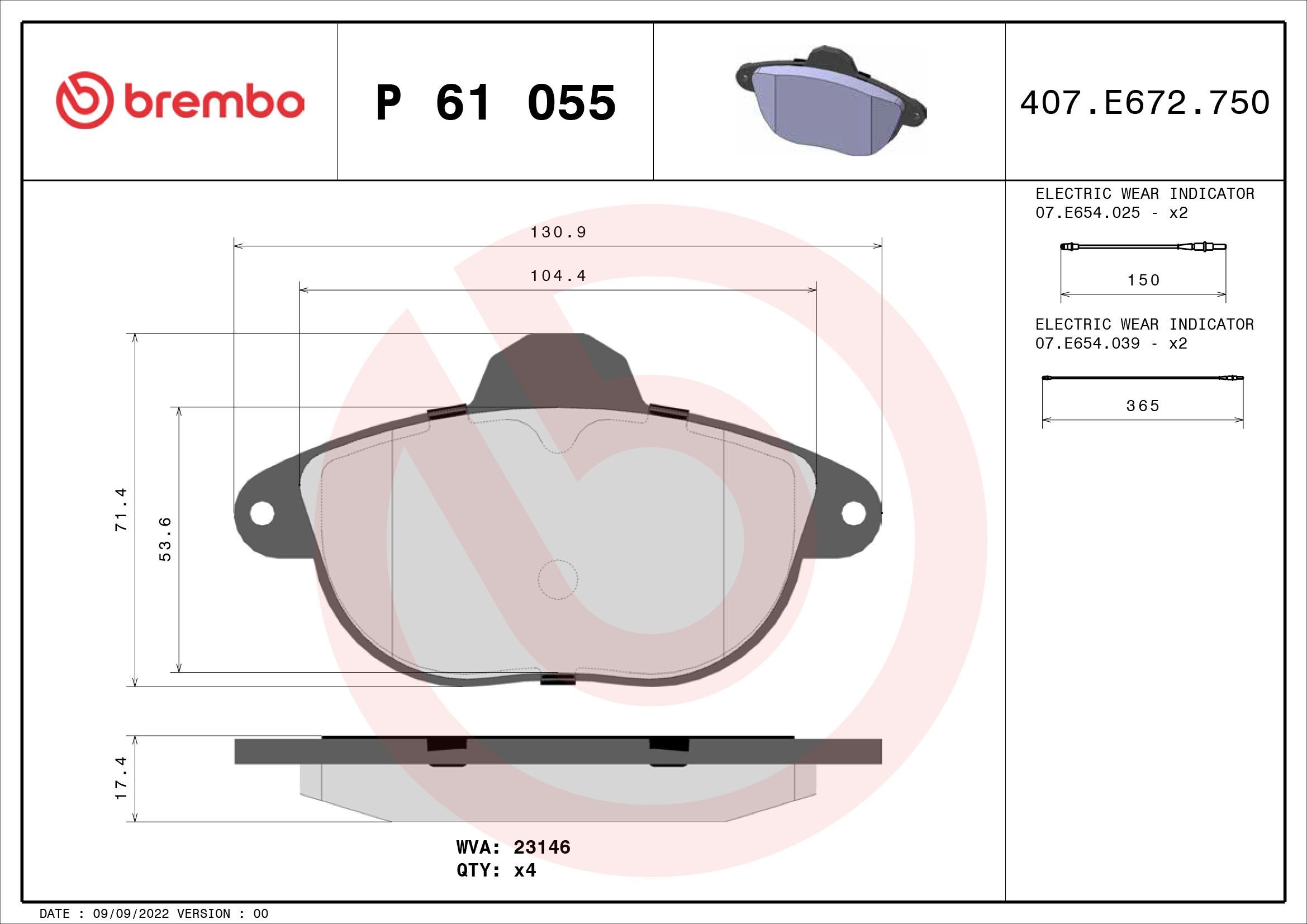 BREMBO Piduriklotsid P 61 055 BREMBO P61055 Piduriklots Citroen Xantia X2 hind