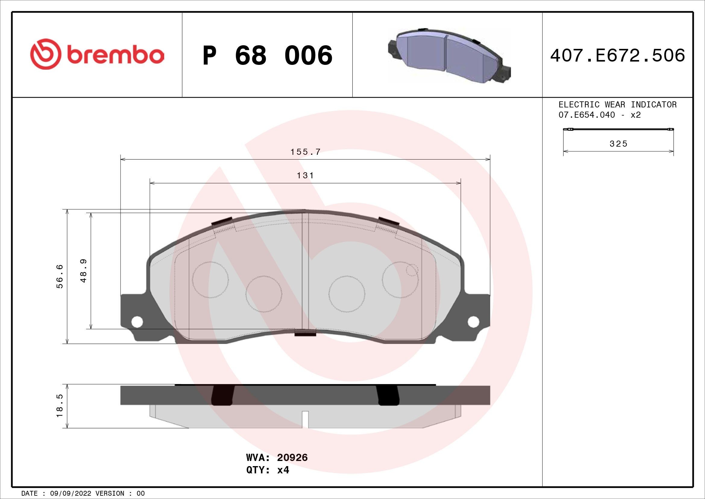 BREMBO Bromsbelägg P 68 006 BREMBO P 68 006 Bromsbelägg RENAULT Trafic I Skåpbil (T1, T2, T3, T4) 1.6 4x4 65 hk 1985