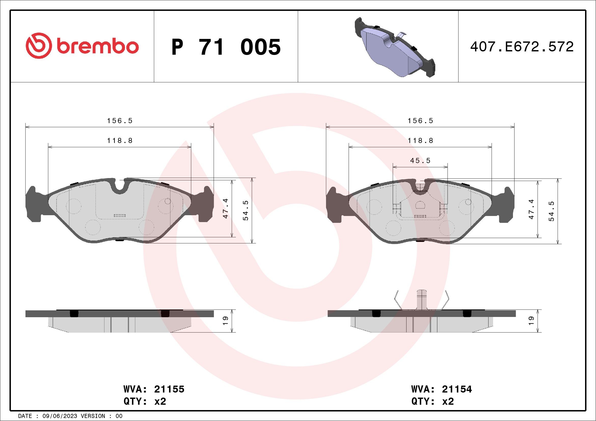 BREMBO Bremseklosser P 71 005 Bremsekloss BREMBO Saab 99 Prime P 71 005