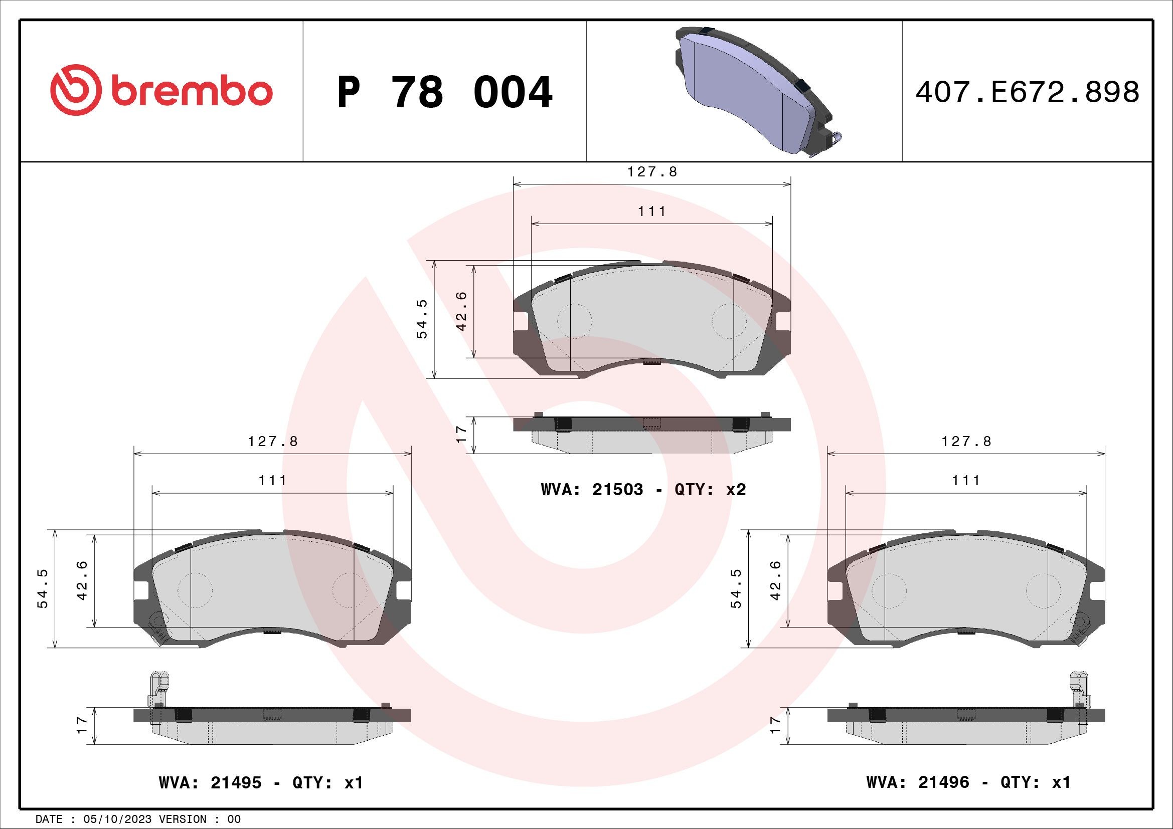 BREMBO Bremseklodser P 78 004 BREMBO P 78 004 Bremseklodser SUBARU Legacy II Stationcar (BG) 2.2 i (BG7) 128 HK 1995