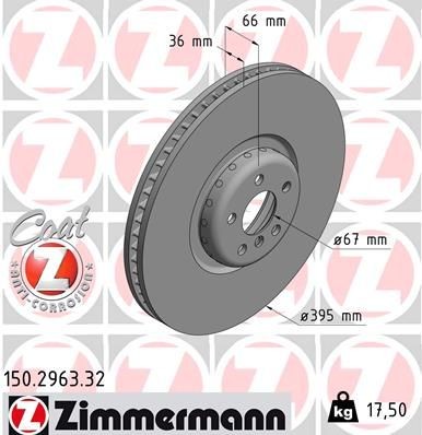 ZIMMERMANN Bremseskive 150.2963.32 ZIMMERMANN 150.2963.32 originale Sportsbremseskiver Phantom VIII (RR11, RR12) hva koster