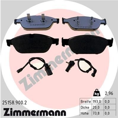 ZIMMERMANN Bremseklodser 25158.900.2 ZIMMERMANN 25158.900.2 originale Audi A6 C7 4g Bremseklodser hvad koster