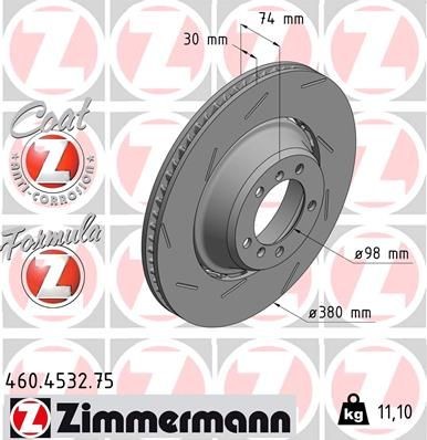 ZIMMERMANN Bremsscheibe 460.4532.75 ZIMMERMANN 460.4532.75 Bremsscheibe PORSCHE Panamera Sport Turismo (971) 4.0 Turbo (97CFF1) 550 PS 2017