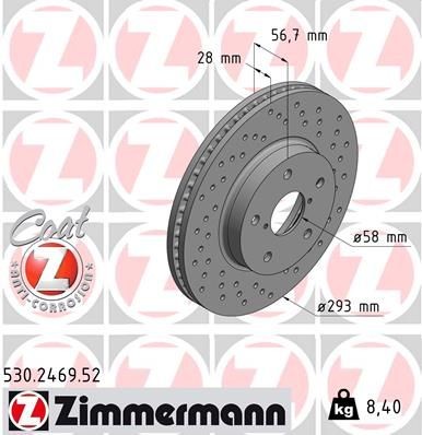 ZIMMERMANN Disco de travão 530.2469.52 ZIMMERMANN 530.2469.52 Discos de travão desportivos Legacy VI Sedan (BN, BS) preço
