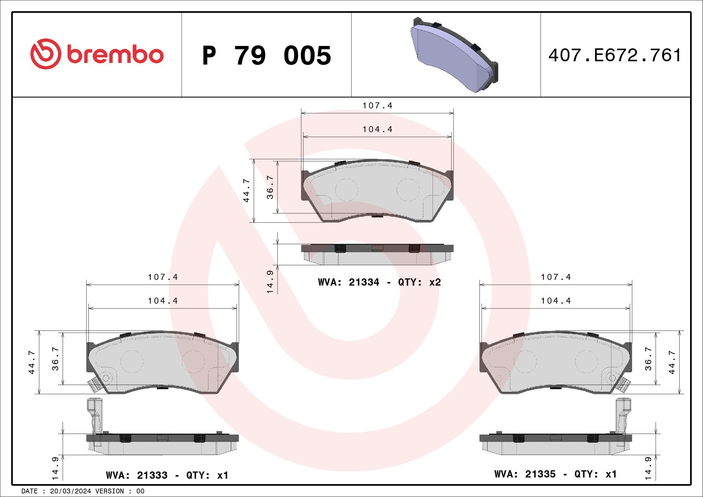 Kit pastiglie freni BREMBO P 79 005 BREMBO Prime P 79 005 costo Pastiglie dei freni Subaru JUSTY 2003