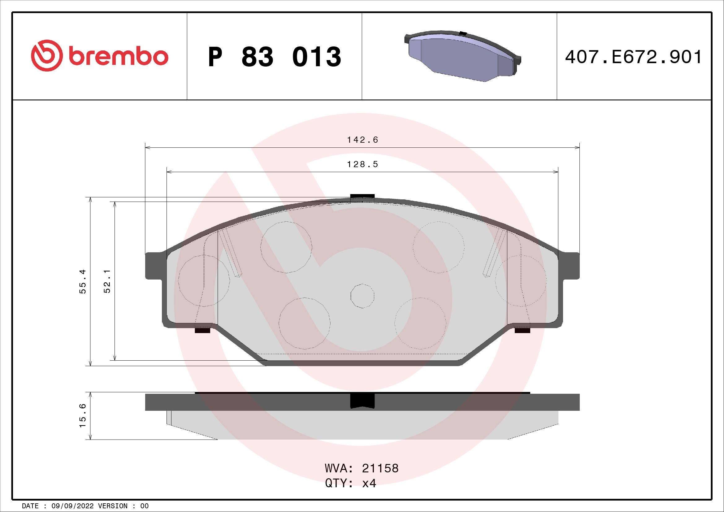Kit pastiglie freni BREMBO P 83 013 BREMBO Prime P 83 013 costo Pastiglie dei freni Toyota DYNA 1999