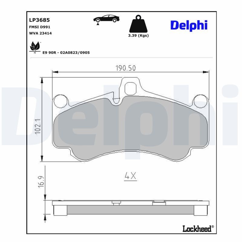 DELPHI Plaquettes de frein LP3685 DELPHI LP3685 d'origine Plaquettes de frein Carrera GT (980) coût