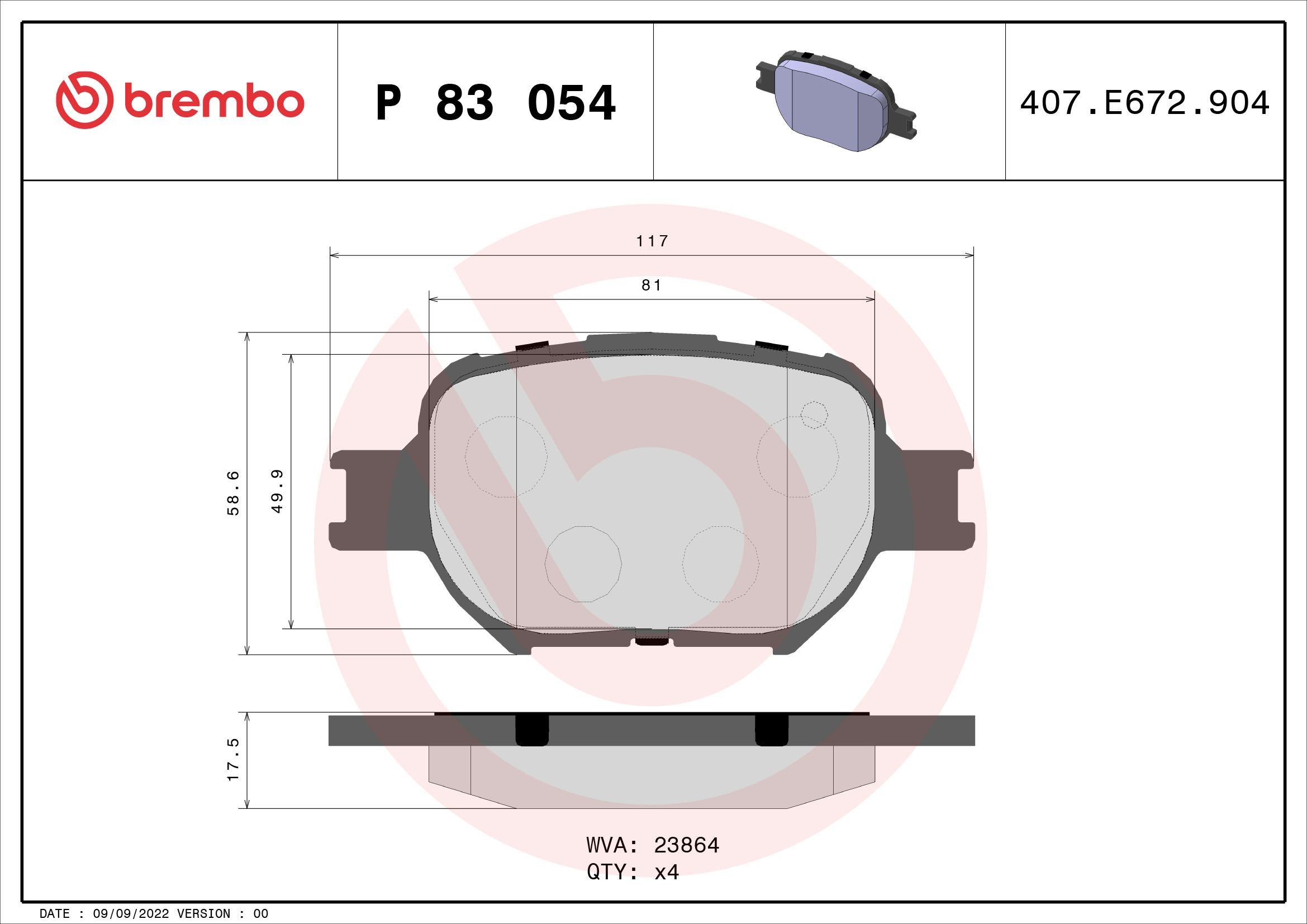 BREMBO Jarrupalat, levyjarru P 83 054 BREMBO P 83 054 Jarrupalat, levyjarru TOYOTA Corolla IX Station Wagon (E120) 1.8 (ZZE122_) 126 hv 2006