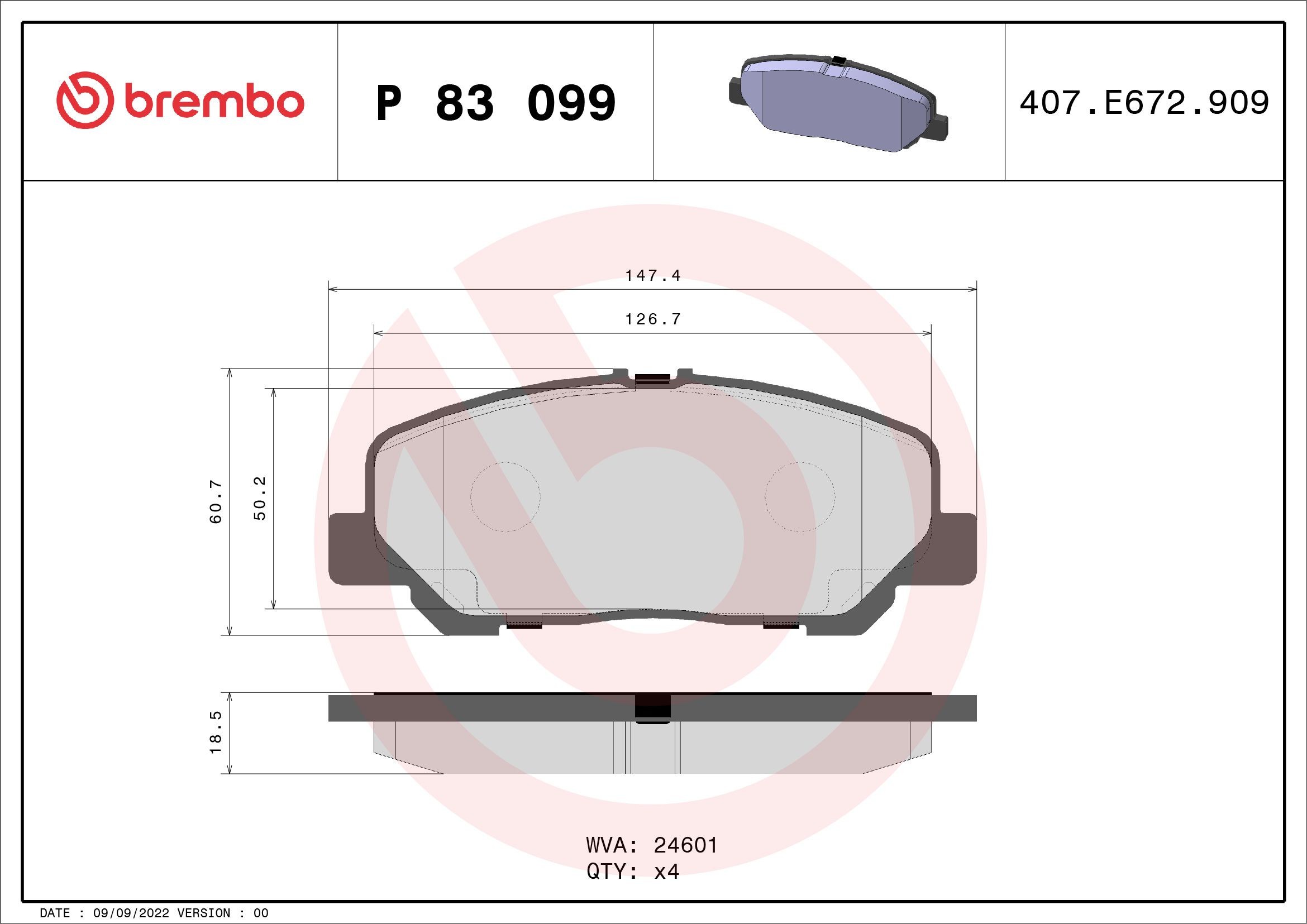 Remblokken BREMBO P 83 099 BREMBO Prime P 83 099 Remblokkenset voor schijfrem TOYOTA PREVIA 2013