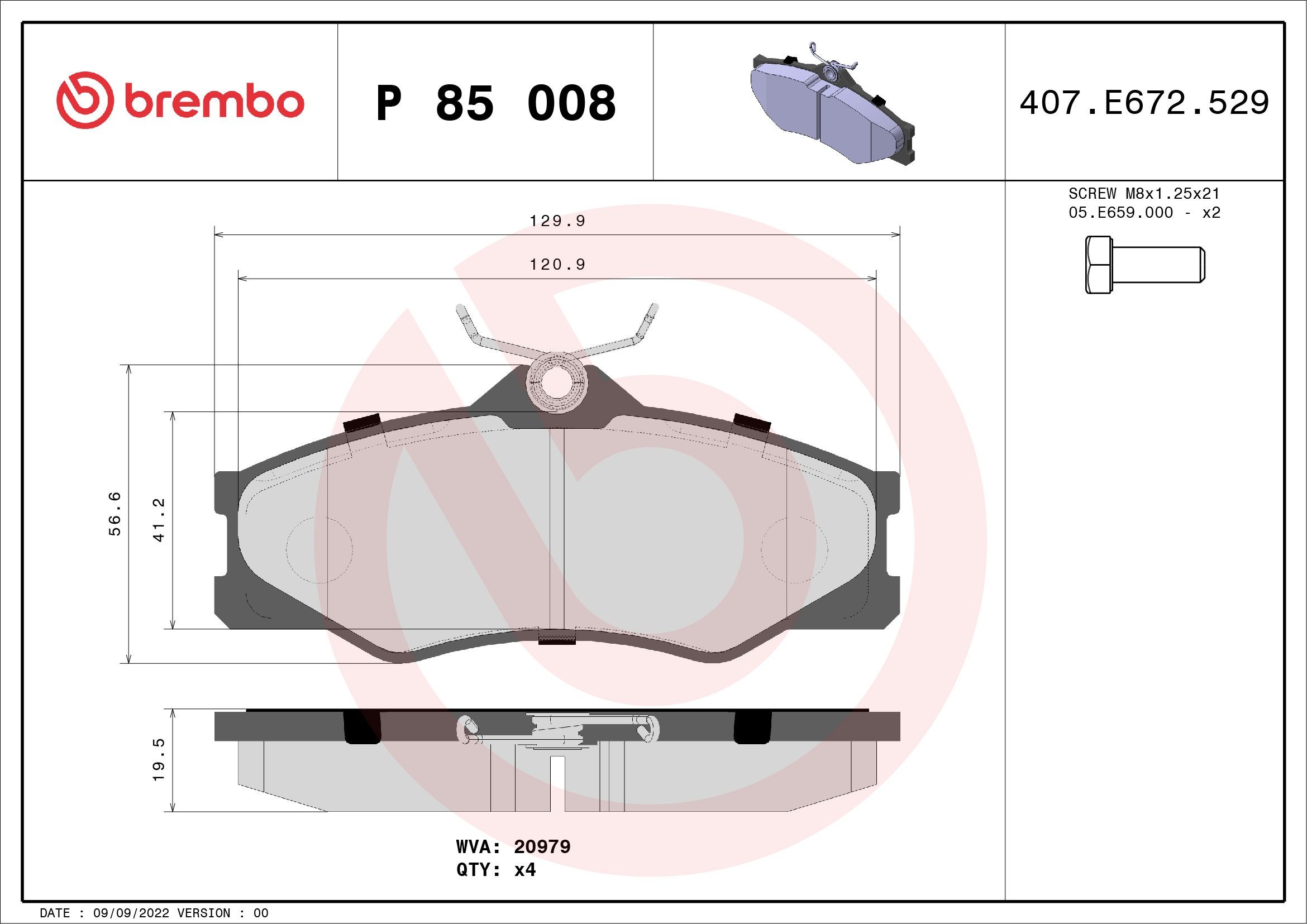 BREMBO Bremseklosser P 85 008 BREMBO P 85 008 originale Bremseklosser VW T3 Kassevogn hva koster