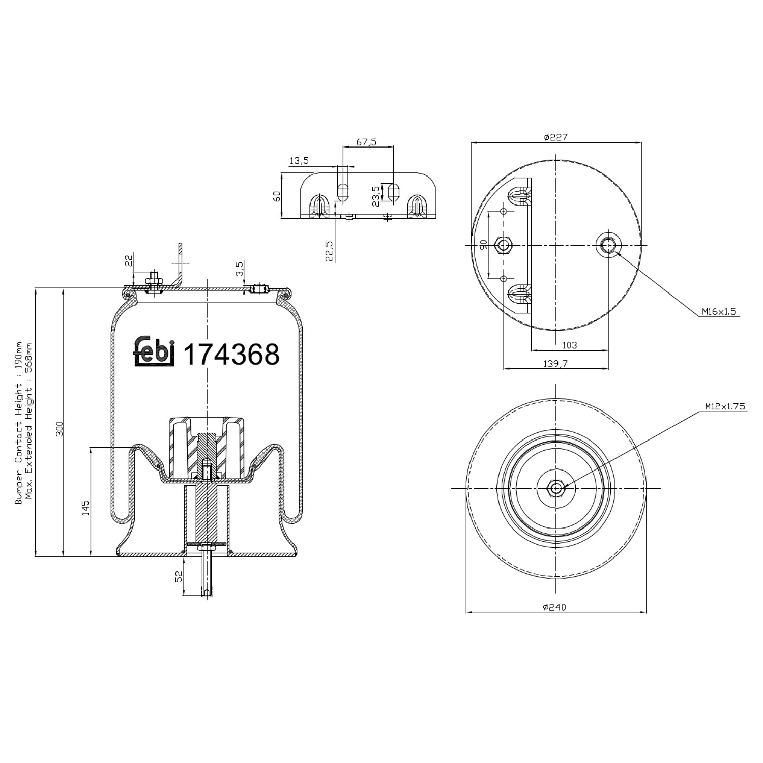 FEBI BILSTEIN Mech pneumatického prużenia 174368 FEBI BILSTEIN 174368 Vzduchové pruženie MITSUBISHI GALLOPER cena