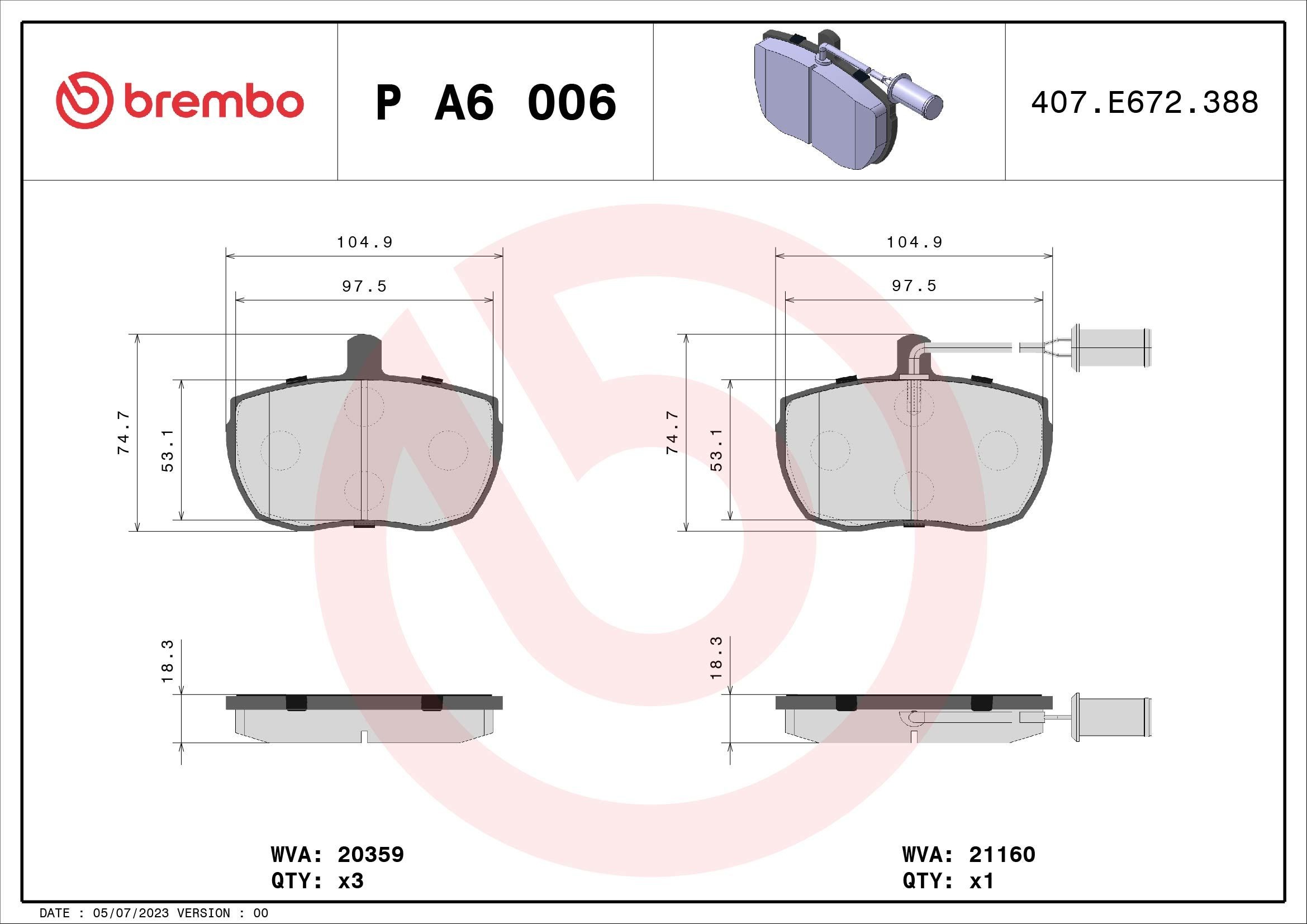 BREMBO Jarrupalat, levyjarru P A6 006 BREMBO Prime P A6 006 Jarrupalat, levyjarru