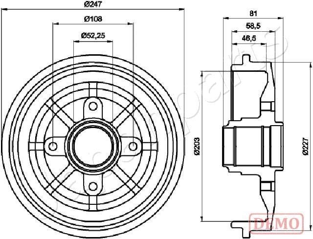 JAPANPARTS Brake drum TA-0609C PEUGEOT 306 JAPANPARTS brake drum TA0609C