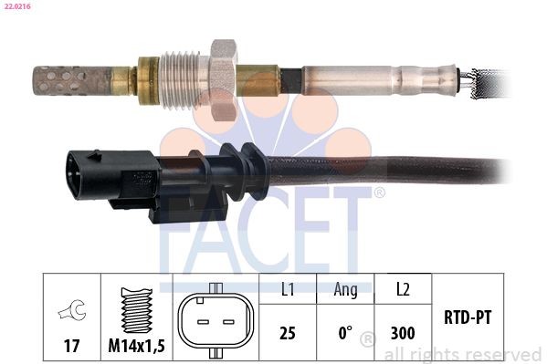 FACET Palpeur, température des gaz 22.0216 Fiat GRANDE PUNTO Palpeur température des gaz FACET 22.0216