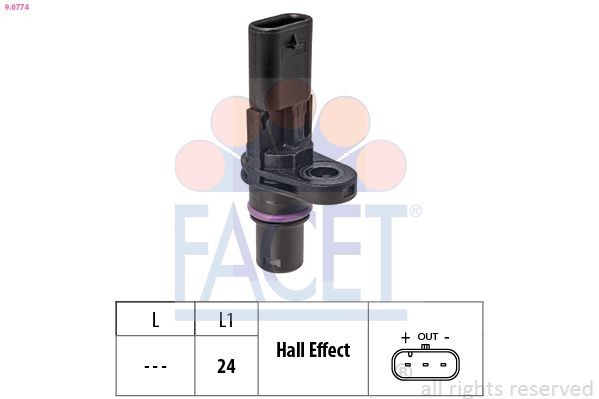 FACET Capteur, position d'arbre à cames 9.0774 Capteur aac FACET CUPRA 9.0774