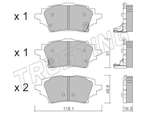 TRUSTING Piduriklotsid 1228.0 Pidurikattekomplekt, ketaspidur TRUSTING VERSO S 1228.0 odav