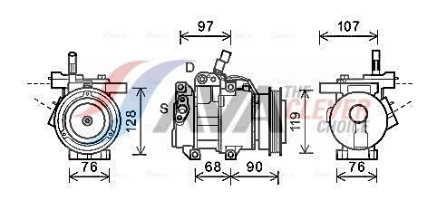 AC-kompressor AVA COOLING SYSTEMS KAAK161 AVA COOLING SYSTEMS KAAK161: Kompressor till AC Kia RIO 2005