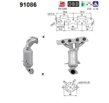 Catalyseur AS 91086 AS 91086 Pré catalyseur SUZUKI SPLASH 2018
