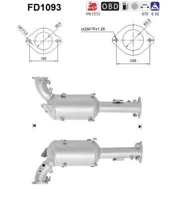 AS Partikelfilter (DPF) FD1093 AS FD1093 Partikelfilter (DPF) OPEL GRANDLAND X
