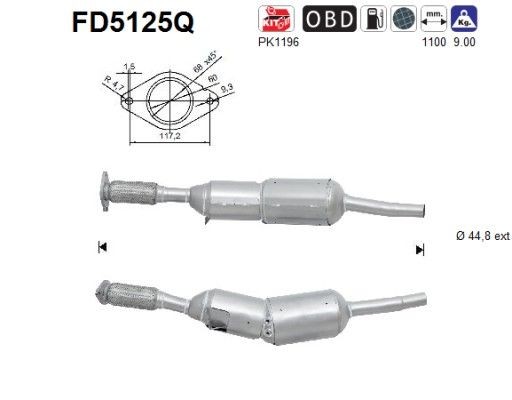 Tahmafilter AS FD5125Q AS FD5125Q: Kübemefilter Renault CLIO 2009