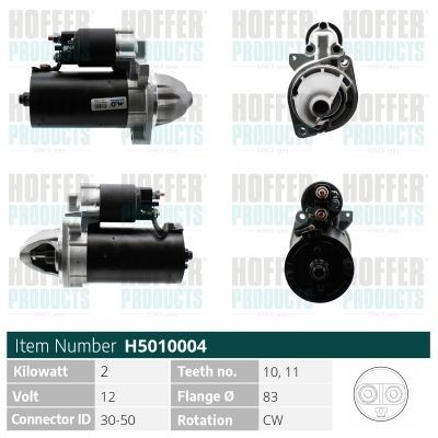 HOFFER Štartér H5010004 Štartér AUDI HOFFER H5010004
