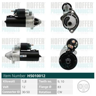 HOFFER Starter H5010012 Starter HOFFER Skoda OCTAVIA H5010012