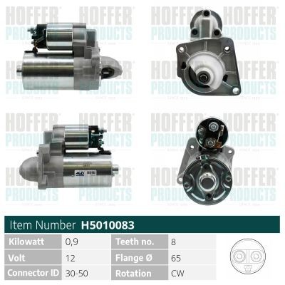 HOFFER Starter H5010083 H5010083 Startmotor SKODA OCTAVIA HOFFER