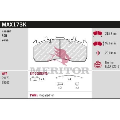 MERITOR Kit pastiglie freni MAX173K MAX173K costo Pastiglie dei freni MERITOR MERCEDES-BENZ T2