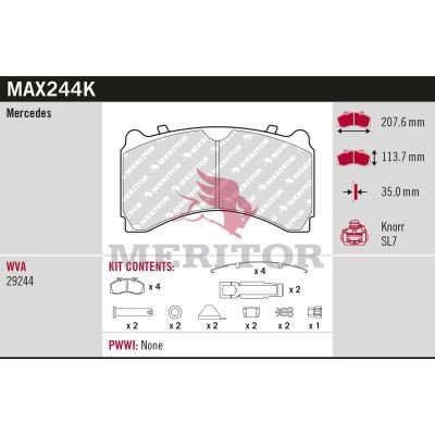 MERITOR Τακάκια φρένων MAX244K Σετ τακάκια MERITOR VOLVO MAX244K
