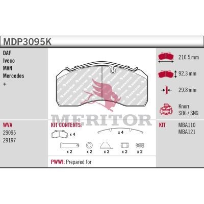 MERITOR Pastilhas de travão MDP3095K Pastilha MERITOR BRAVO MDP3095K baratos
